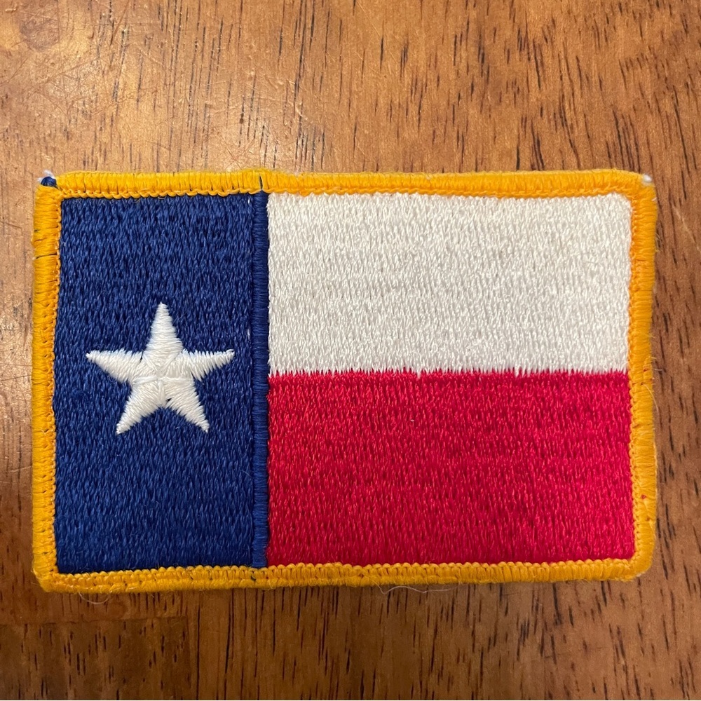 VTG Retro Texas Flag Sew On Patch Applique 3.25”x2.25” Red White Blue Yellow 1:3